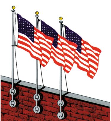 6' Streaming Vertical Wall Flagpole Set